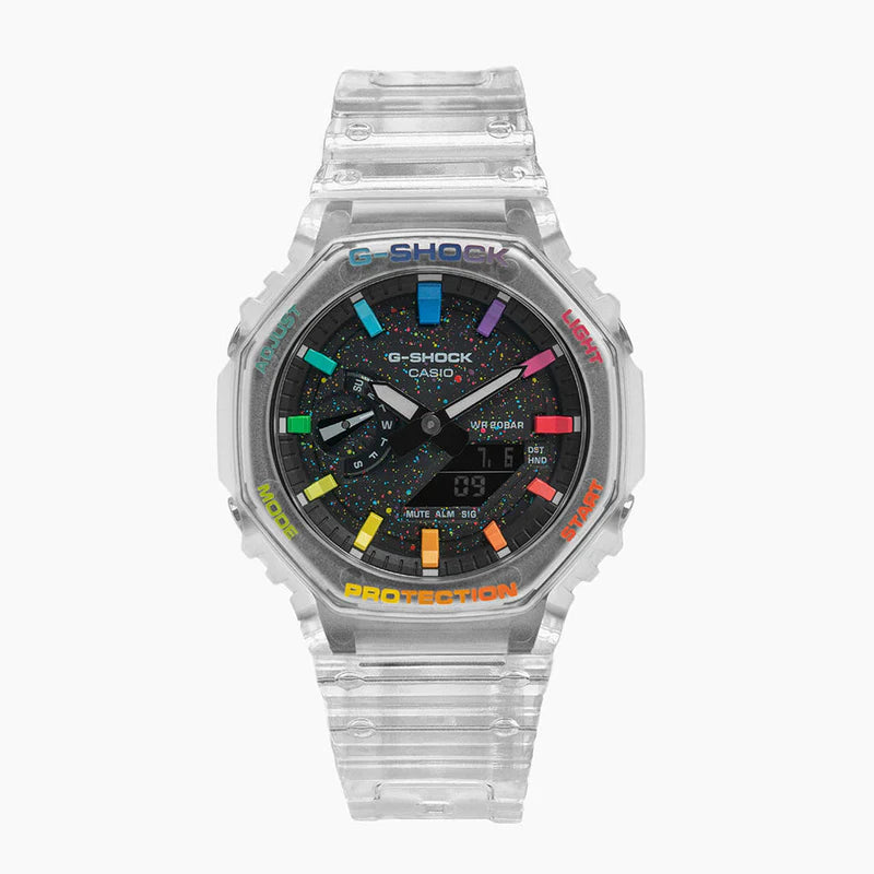 CasiOak Rainbow Splatter – Transparent G-SHOCK GA-2100 7ADR DI