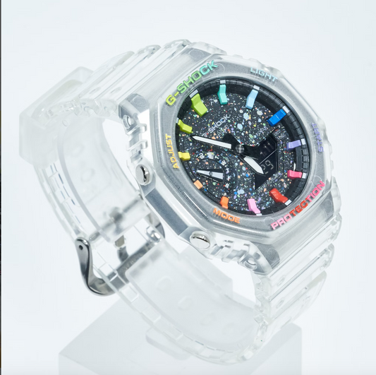 Casio G-Shock GA-2100 Custom Transparent Mod – Regenbogenindex – Einzigartiges Design