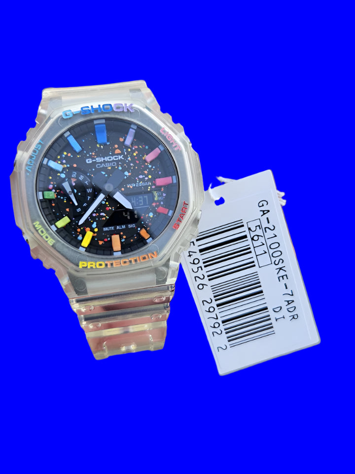 CasiOak Rainbow Splatter – Transparent G-SHOCK GA-2100 7ADR DI